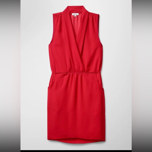 Aritzia Wilfred Sleeveless “Sabine” Wrap Dress XS Small Coral - Picture 5 of 12